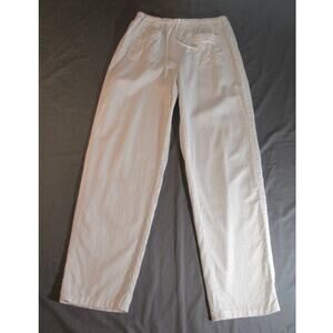 Liz Claiborne Lizwear Linen Blend Pants Elastic Tie Waist White Size 10 Relaxed